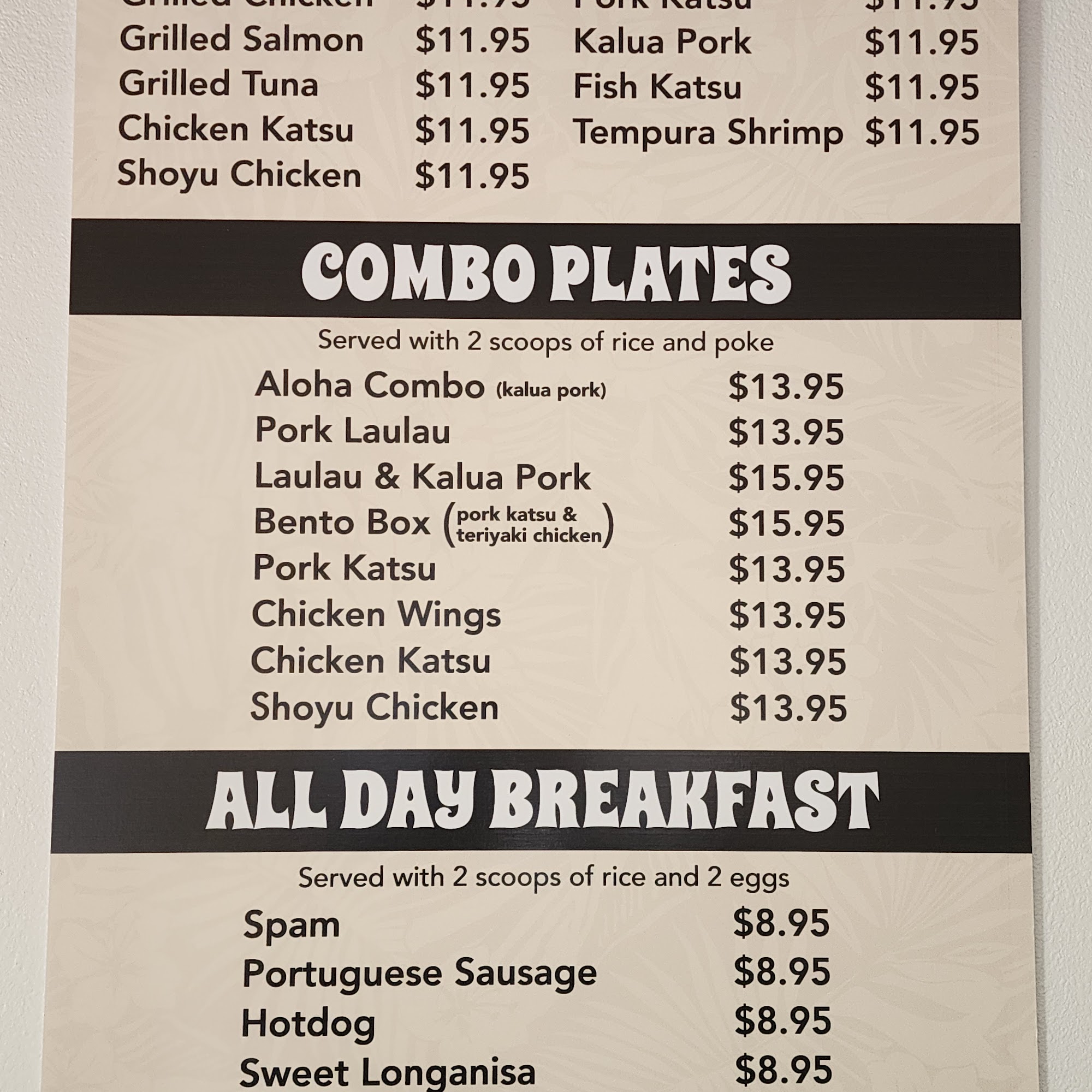 Aloha Poke and Grill Menu
