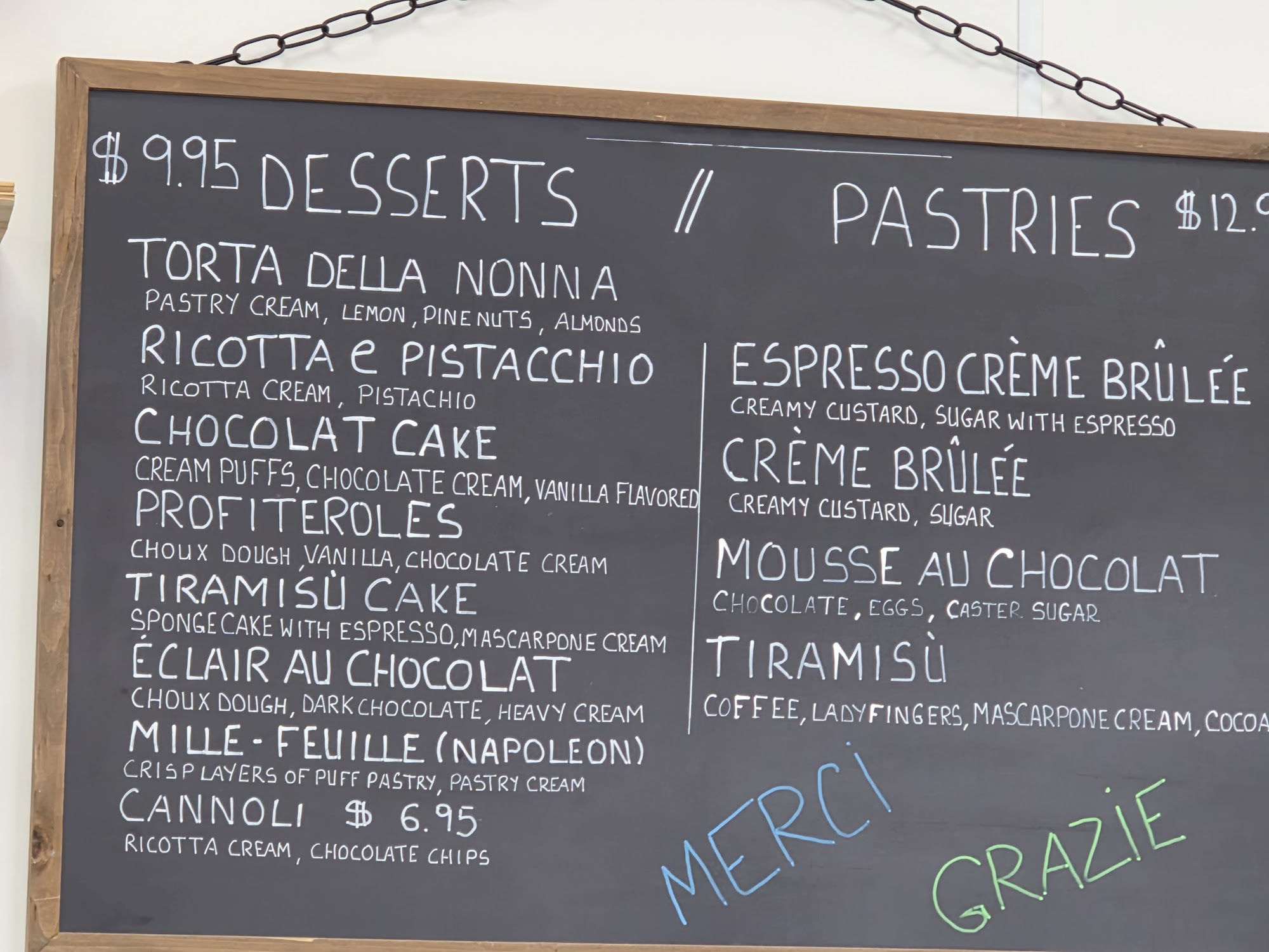 Les Filles Cafe & More Menu