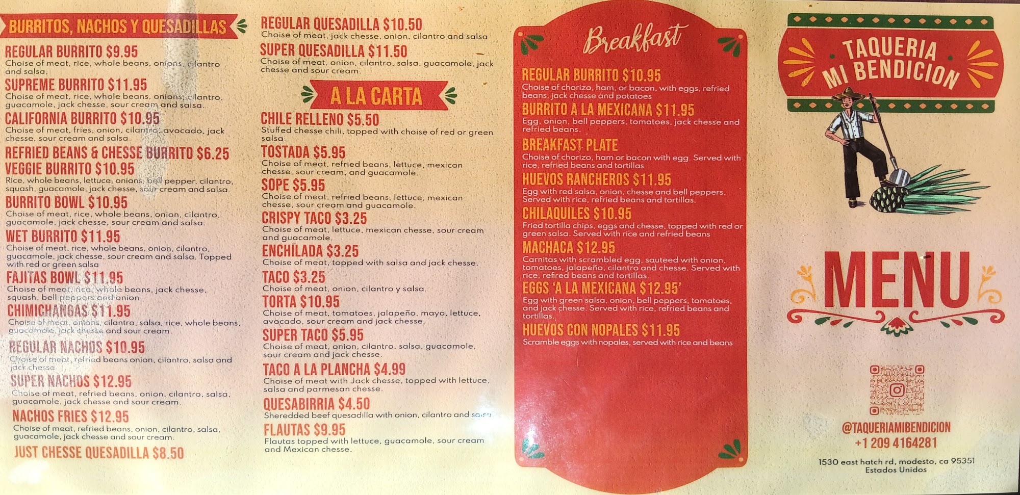 Taqueria Mi Bendicion Menu