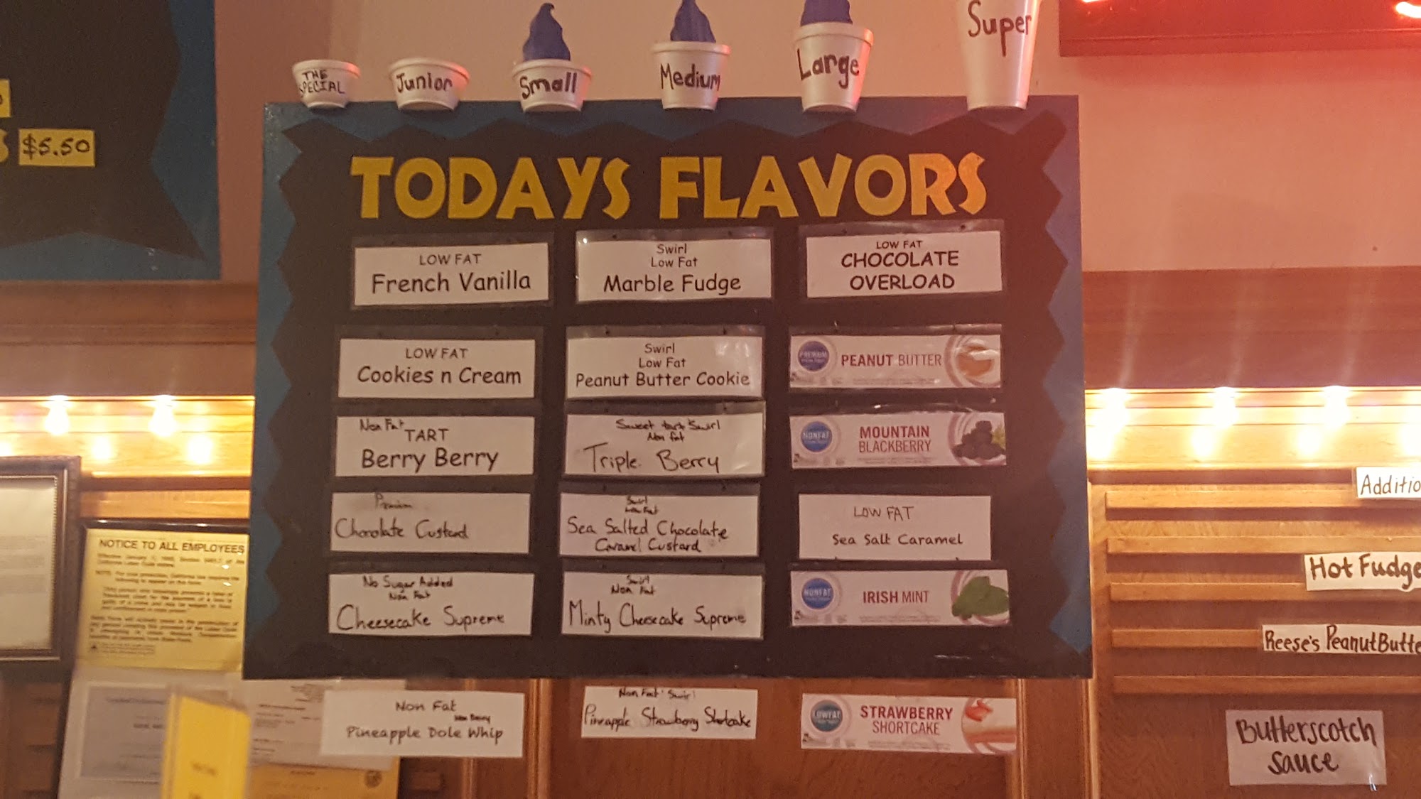 Jon & Bon's Yogurt Shoppe Menu