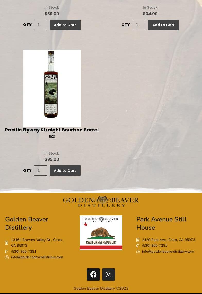 Golden Beaver Distillery Menu