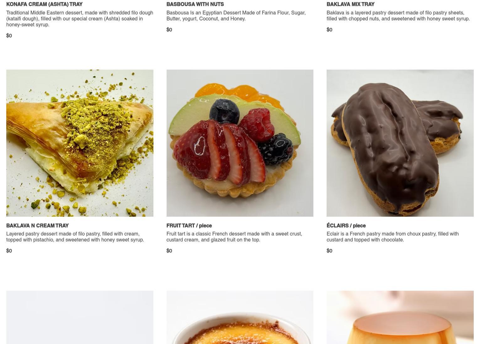 Sokar Pastry Menu