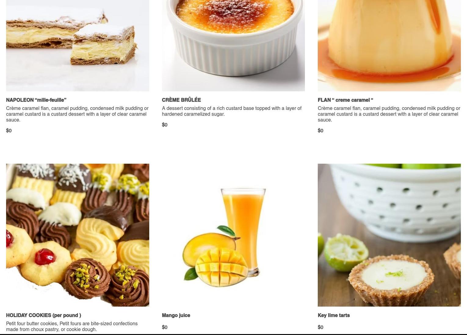 Sokar Pastry Menu