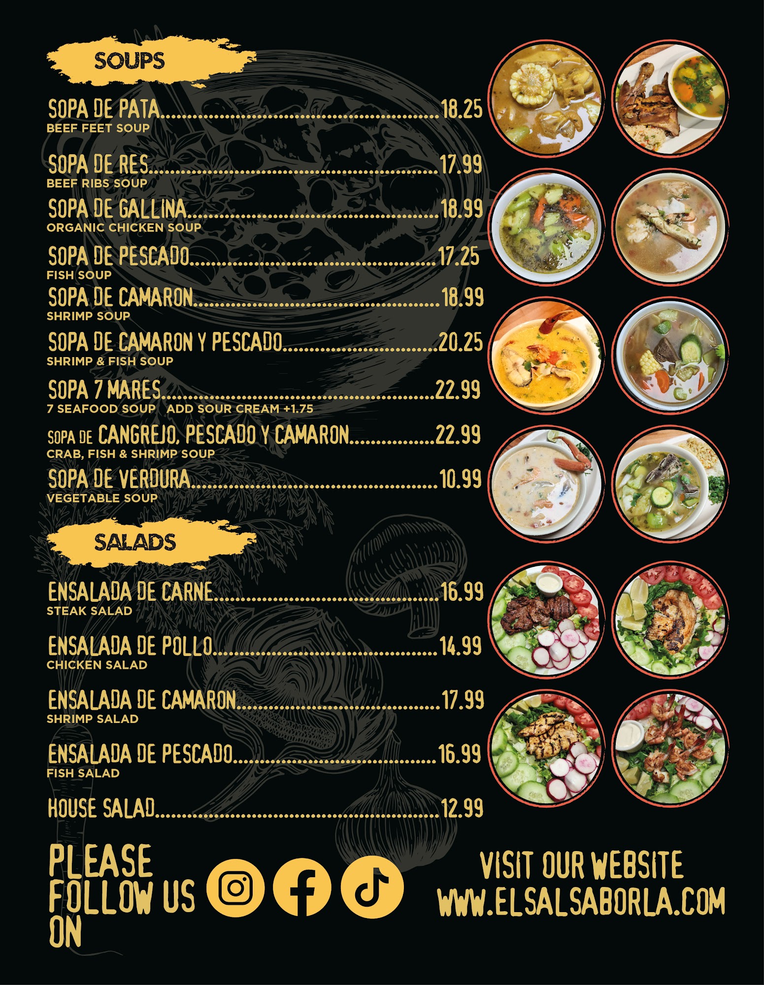 El Salsabor Restaurant Menu