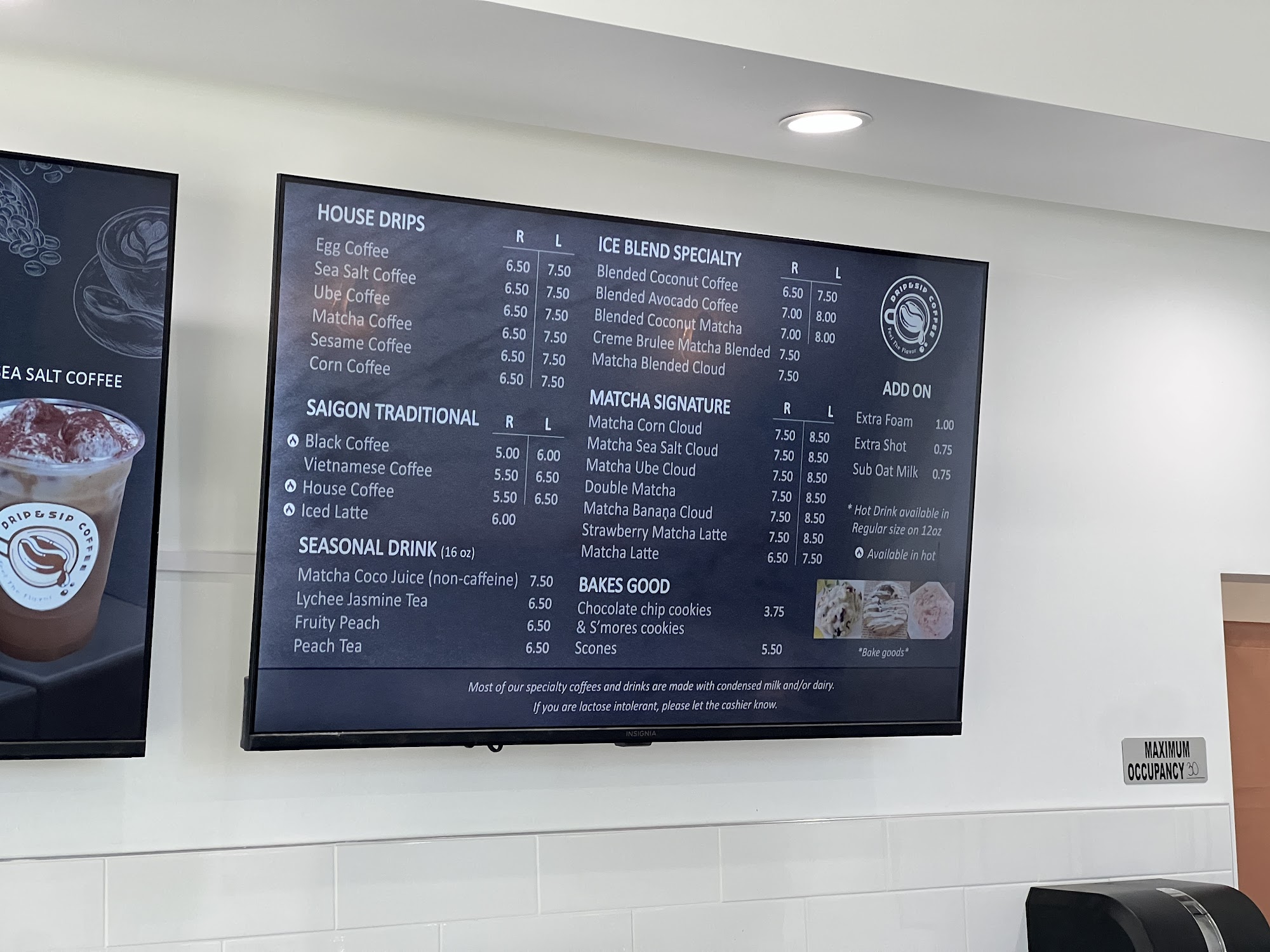 Drip & Sip Coffee Menu