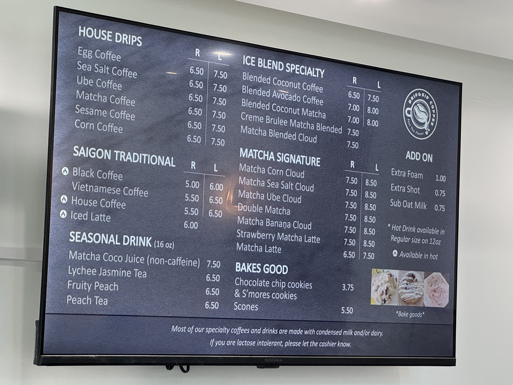 Drip & Sip Coffee Menu