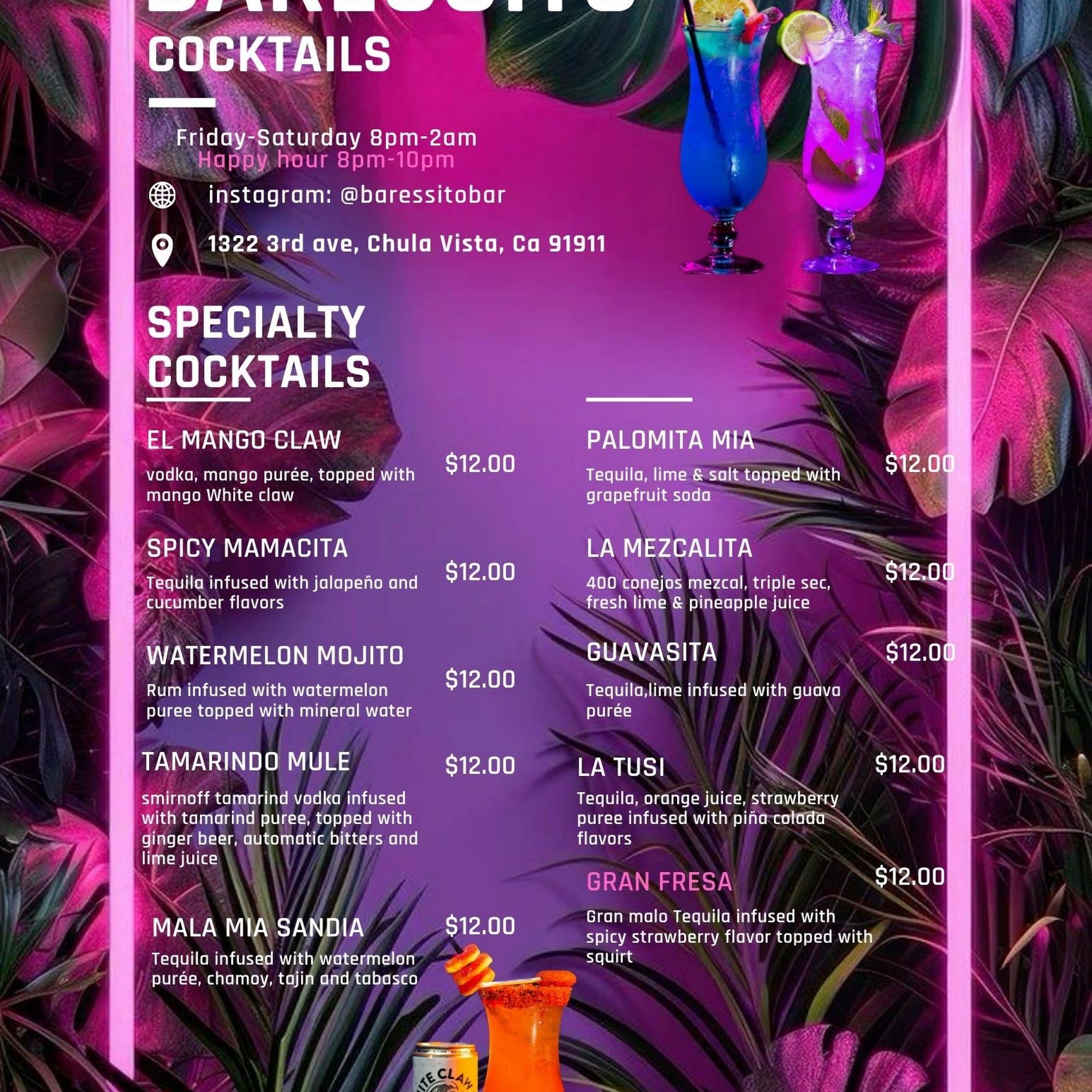 BARESSITO ANTRO BAR Menu