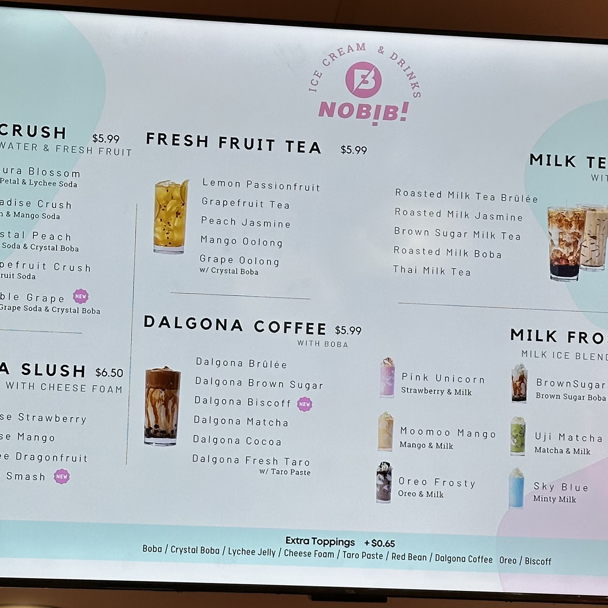 Nobibi Ice Cream & Tea Menu
