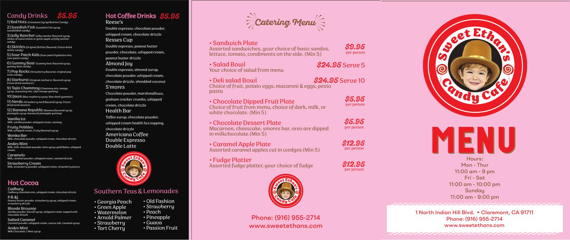 Sweet Ethans candy cafe Menu