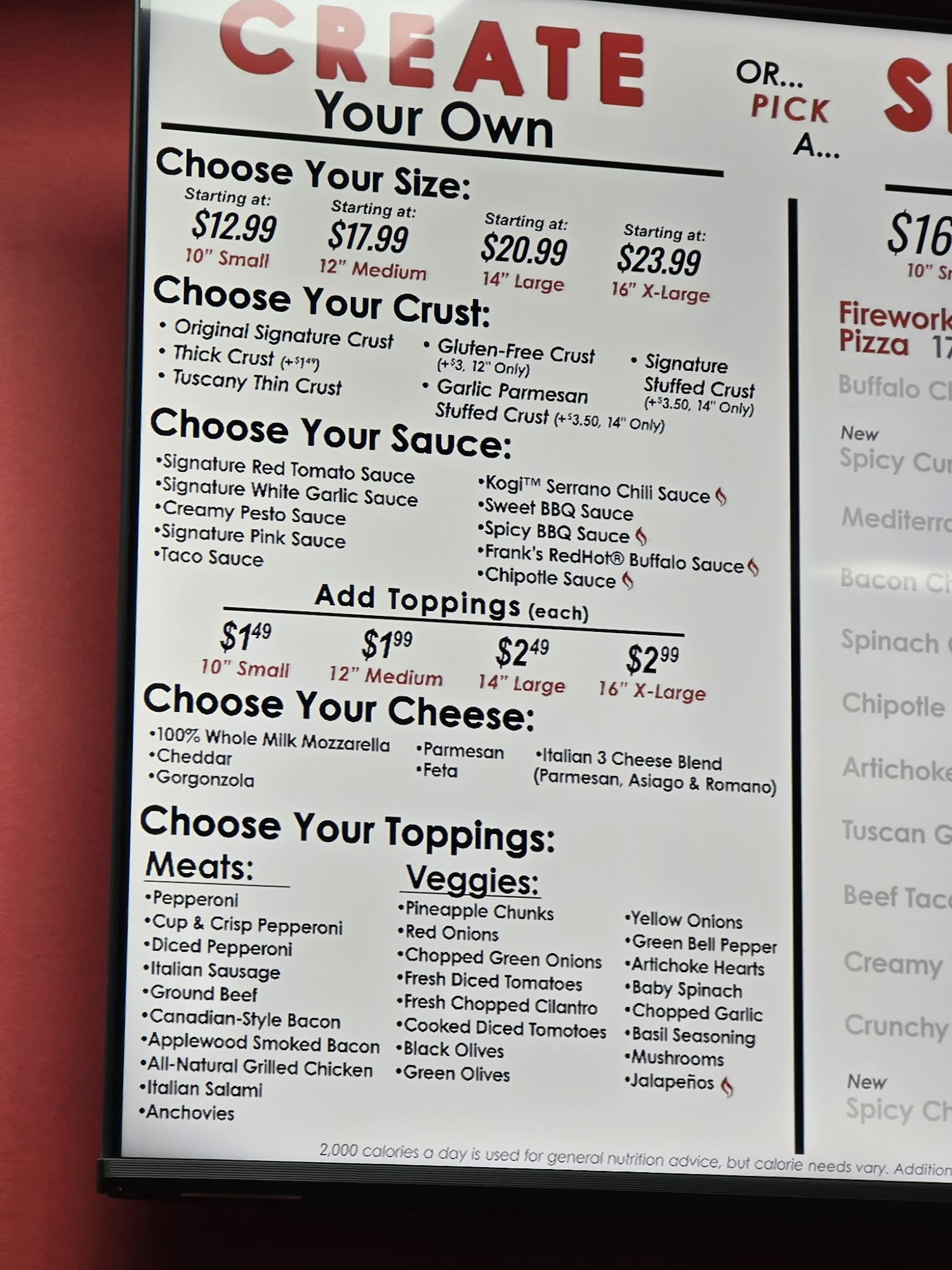 Pizza Guys Menu