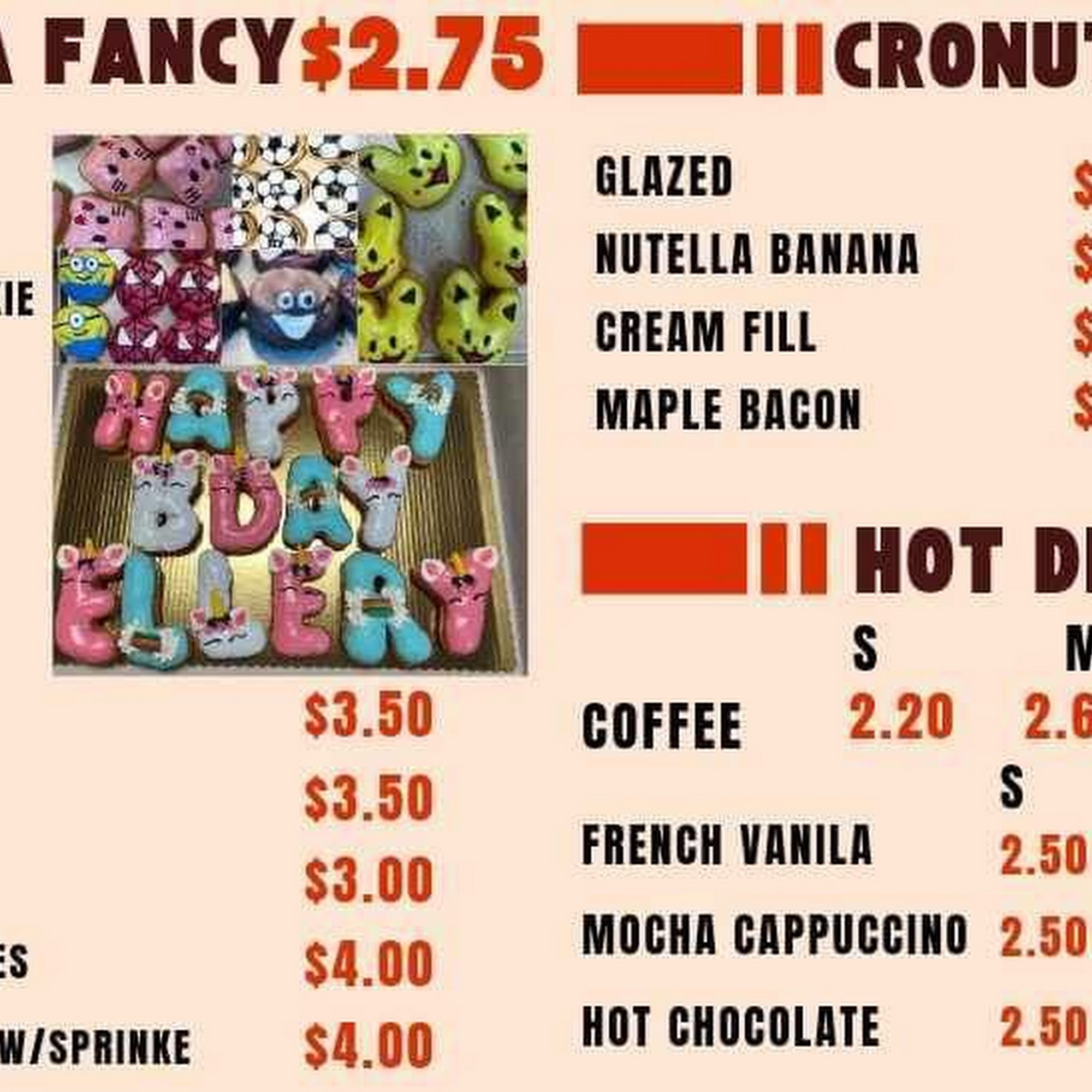Donut fantasy Menu