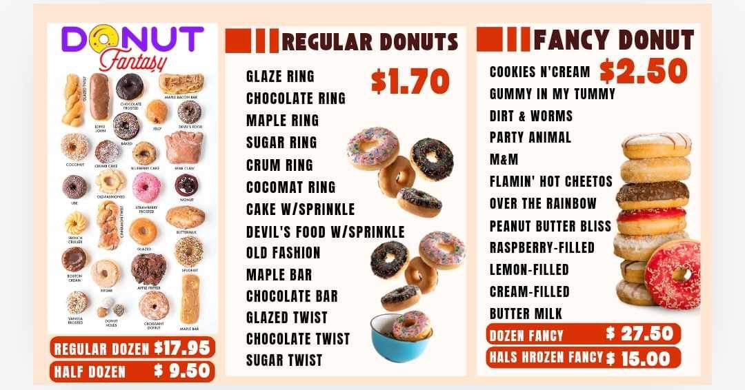 Donut fantasy Menu