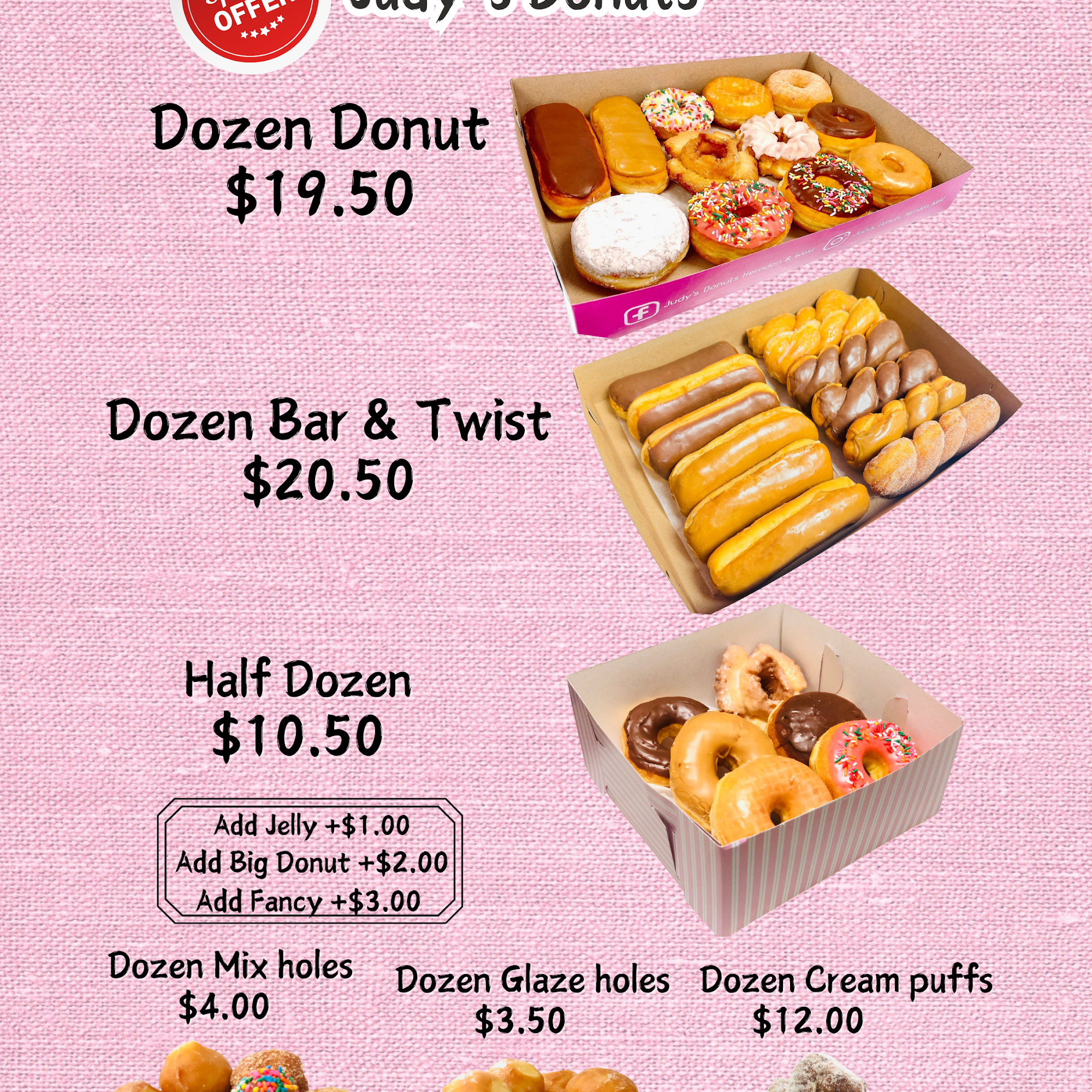 Judy's Donuts Menu