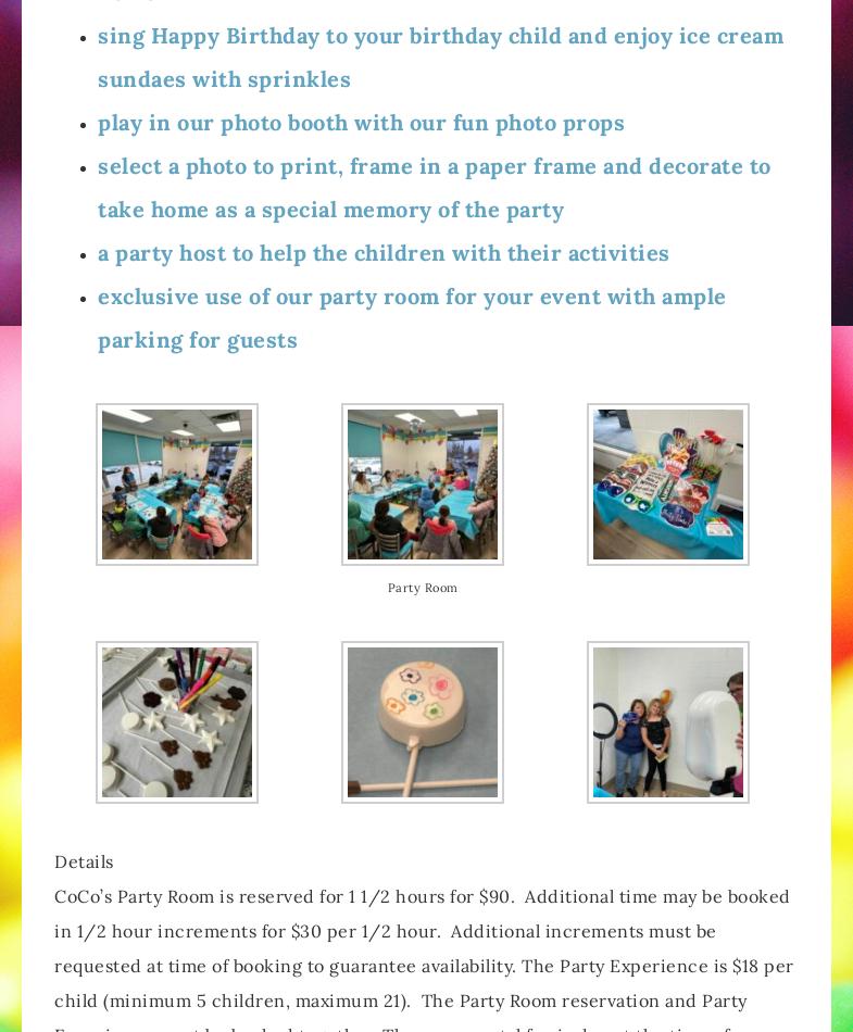 Coco's Candy and Creamery Menu