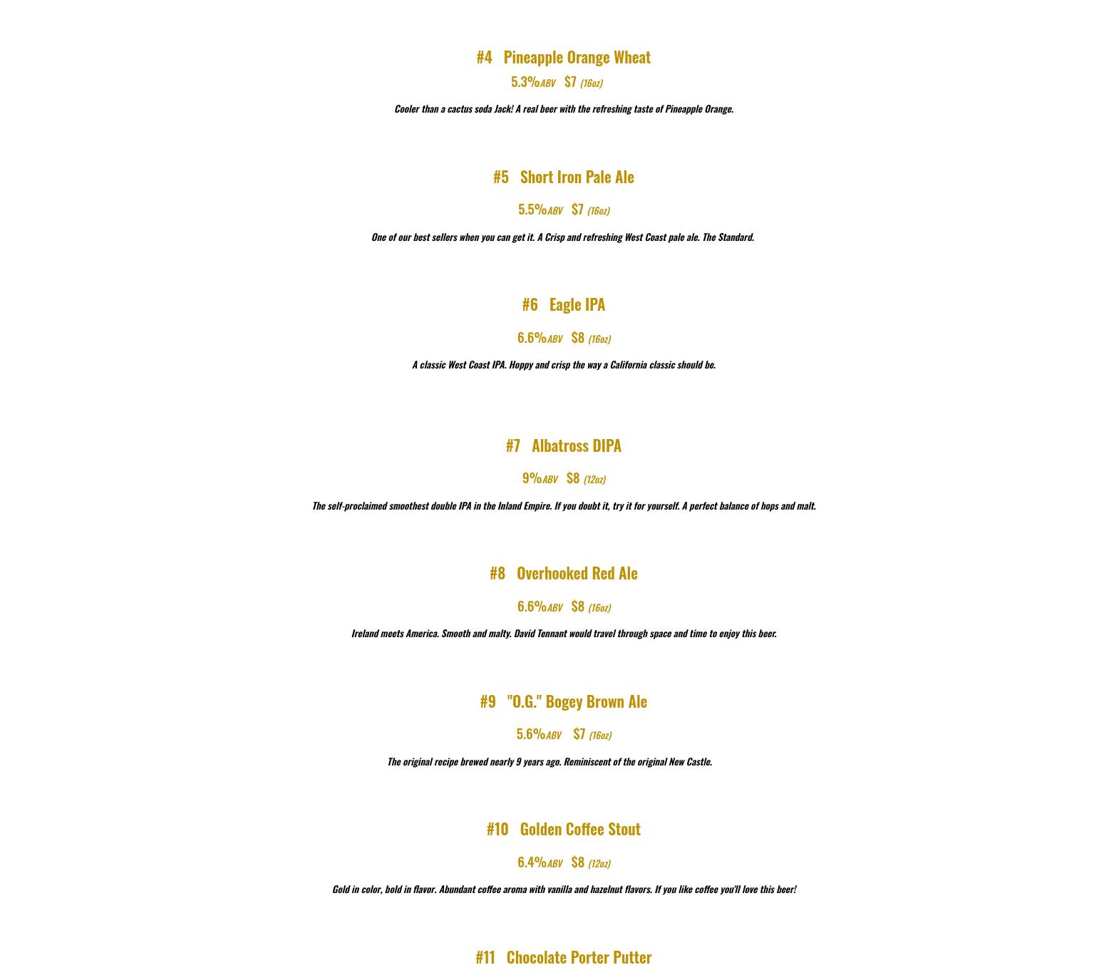 3 Iron Brewing Co Menu