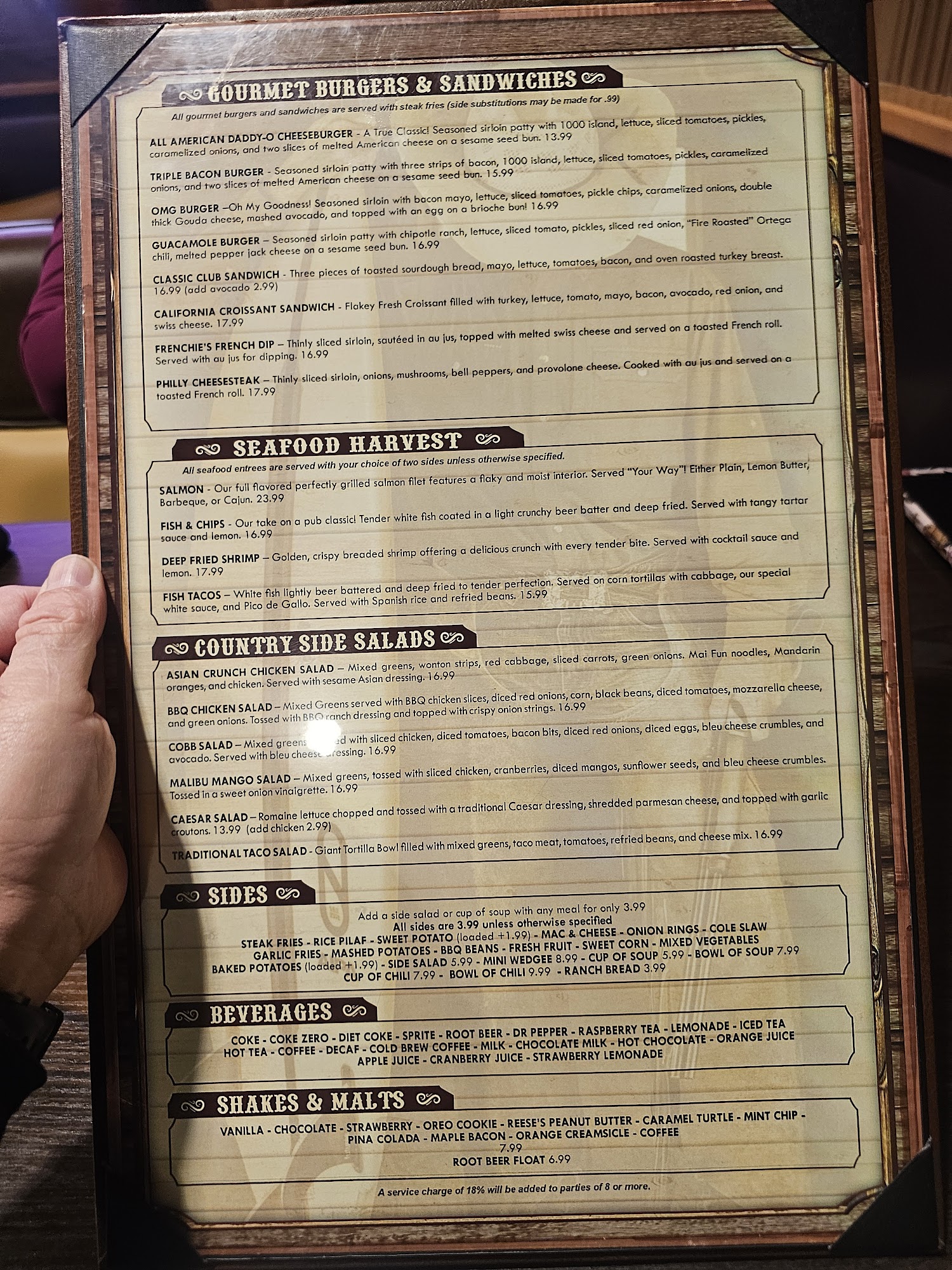 Woody's Roadhouse Menu