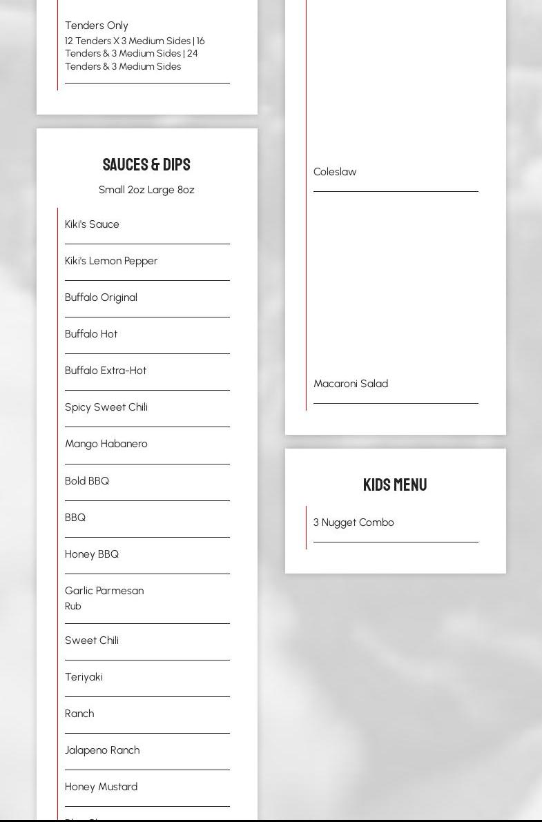 Kiki's Chicken Place Menu