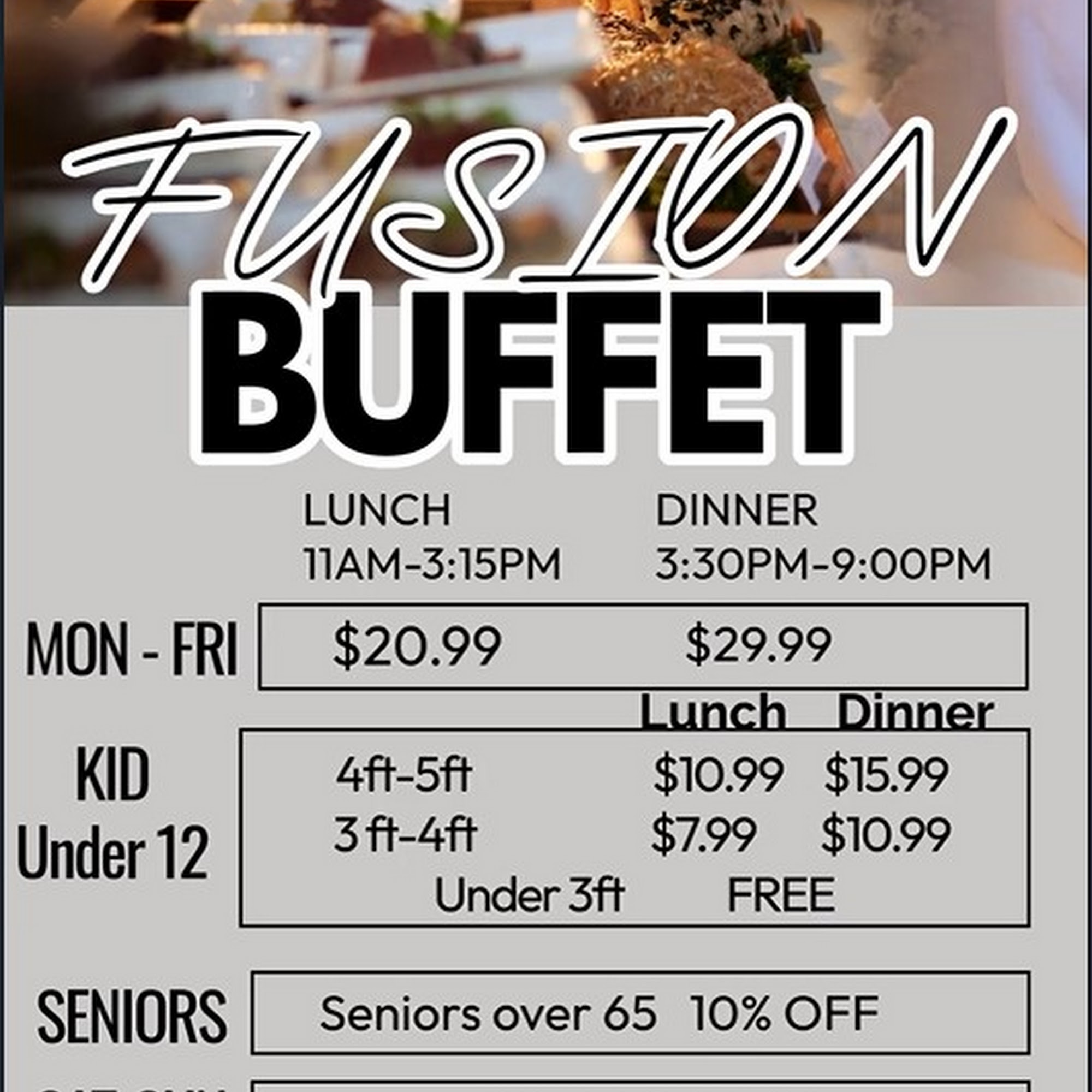 Fusion Buffet Menu