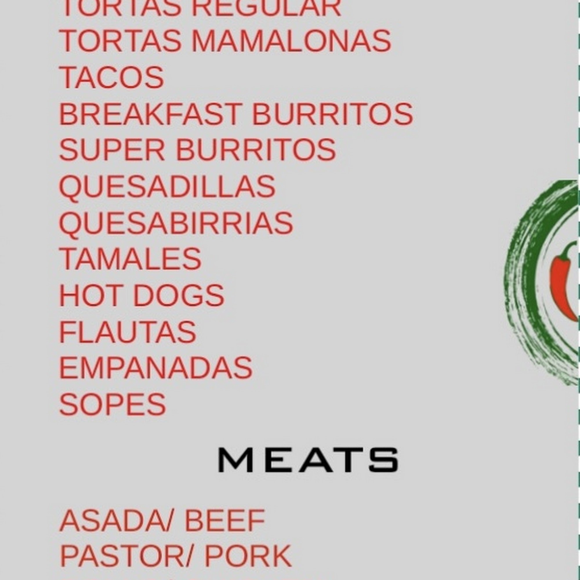 Mi Puestito Menu