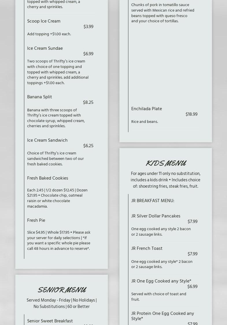 Green River Cafe Menu