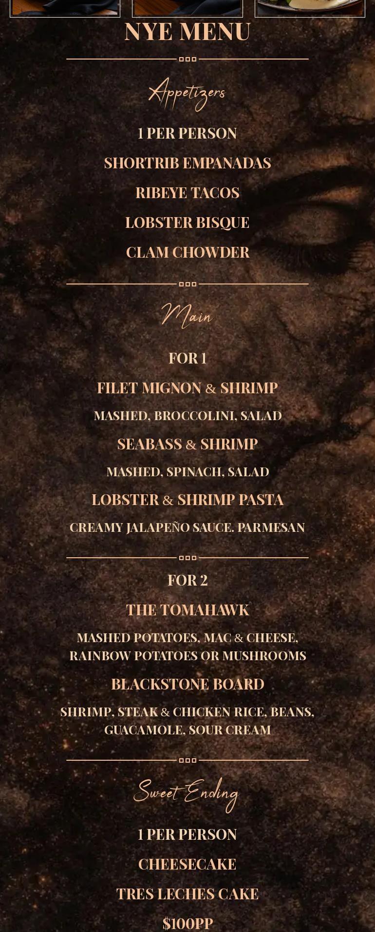 Blackstone Kitchen Menu