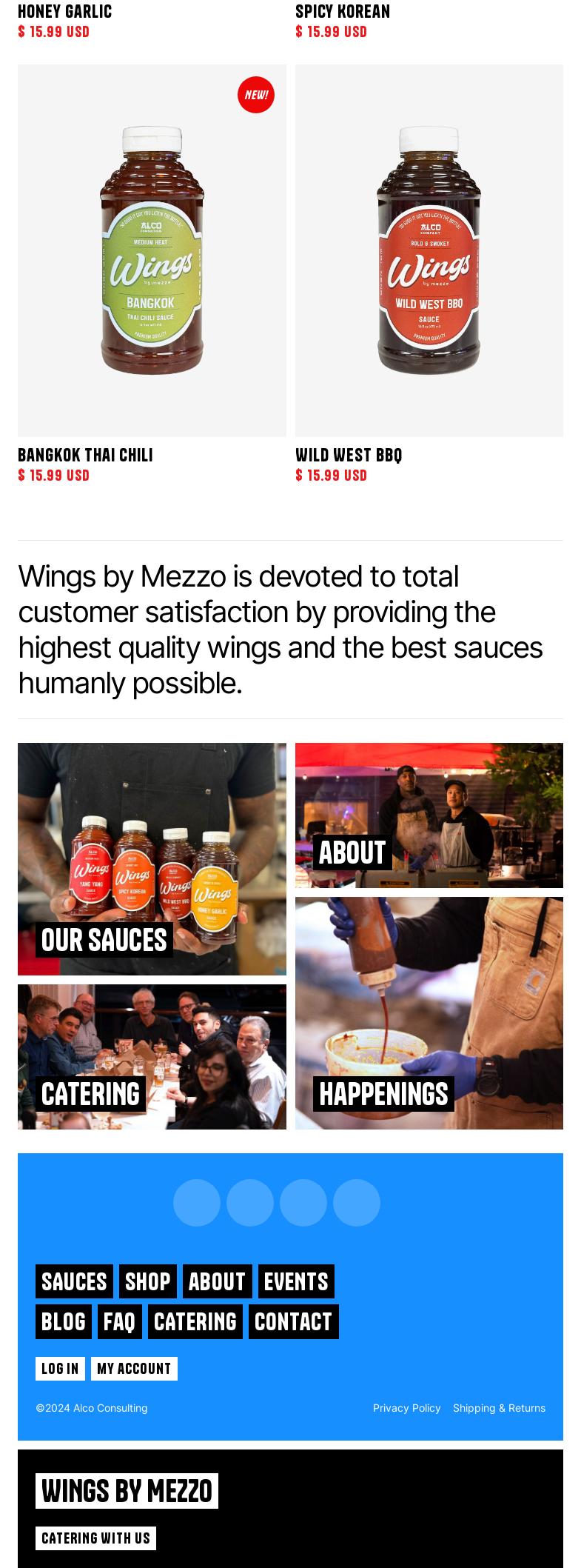 Wings by mezzo Menu