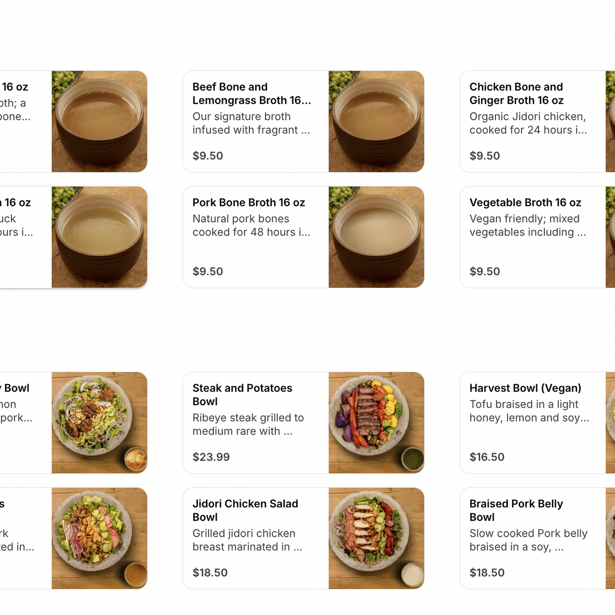 Bloom Broth & Kitchen Menu