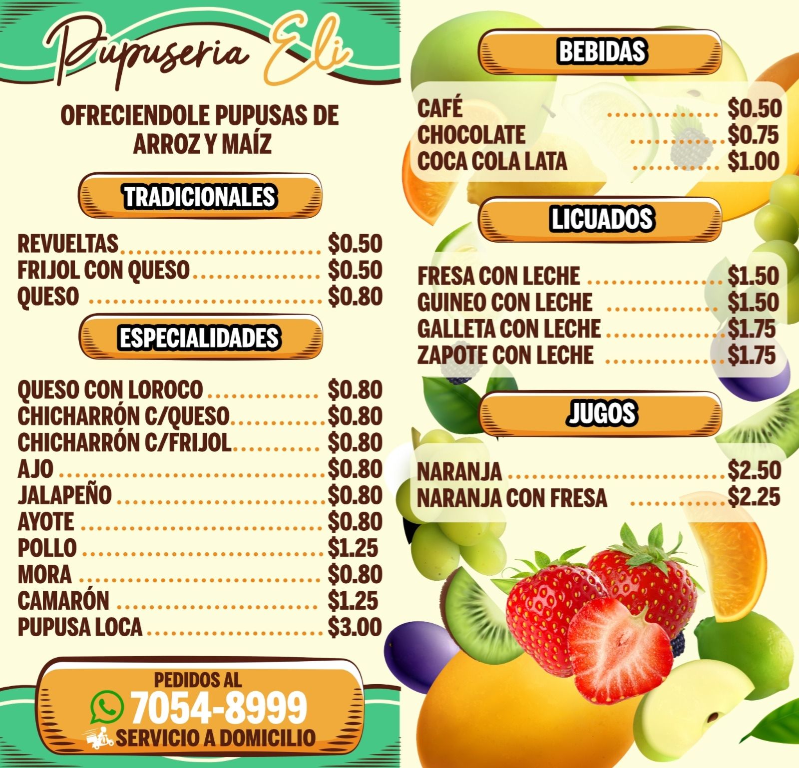 PUPUSAS ELI 2 Menu