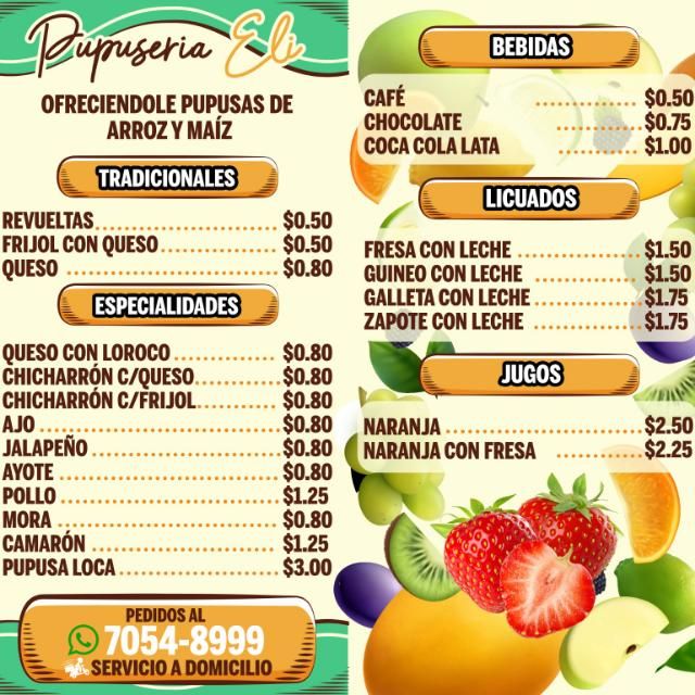 PUPUSAS ELI 2 Menu