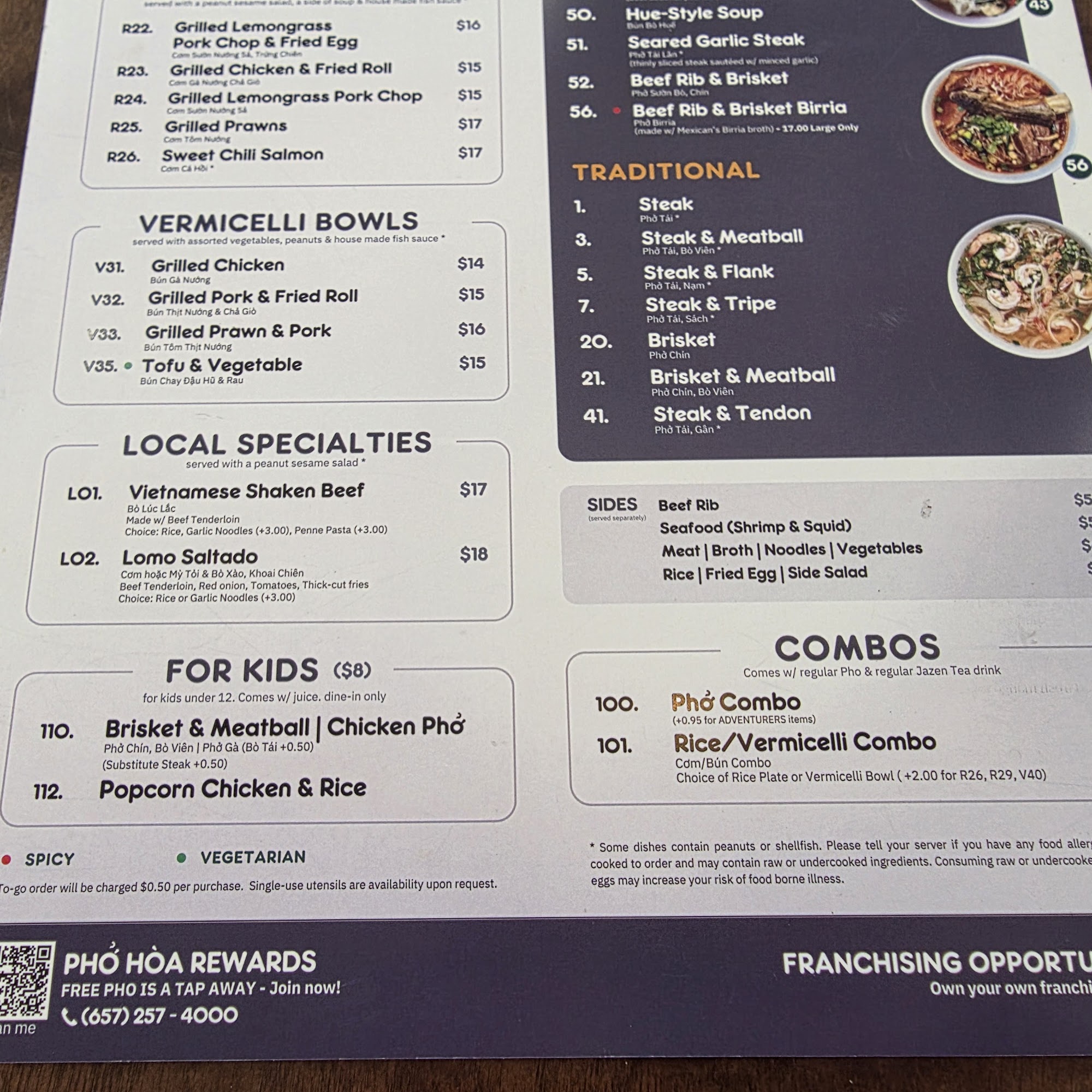 Pho Hoa - Cypress Menu