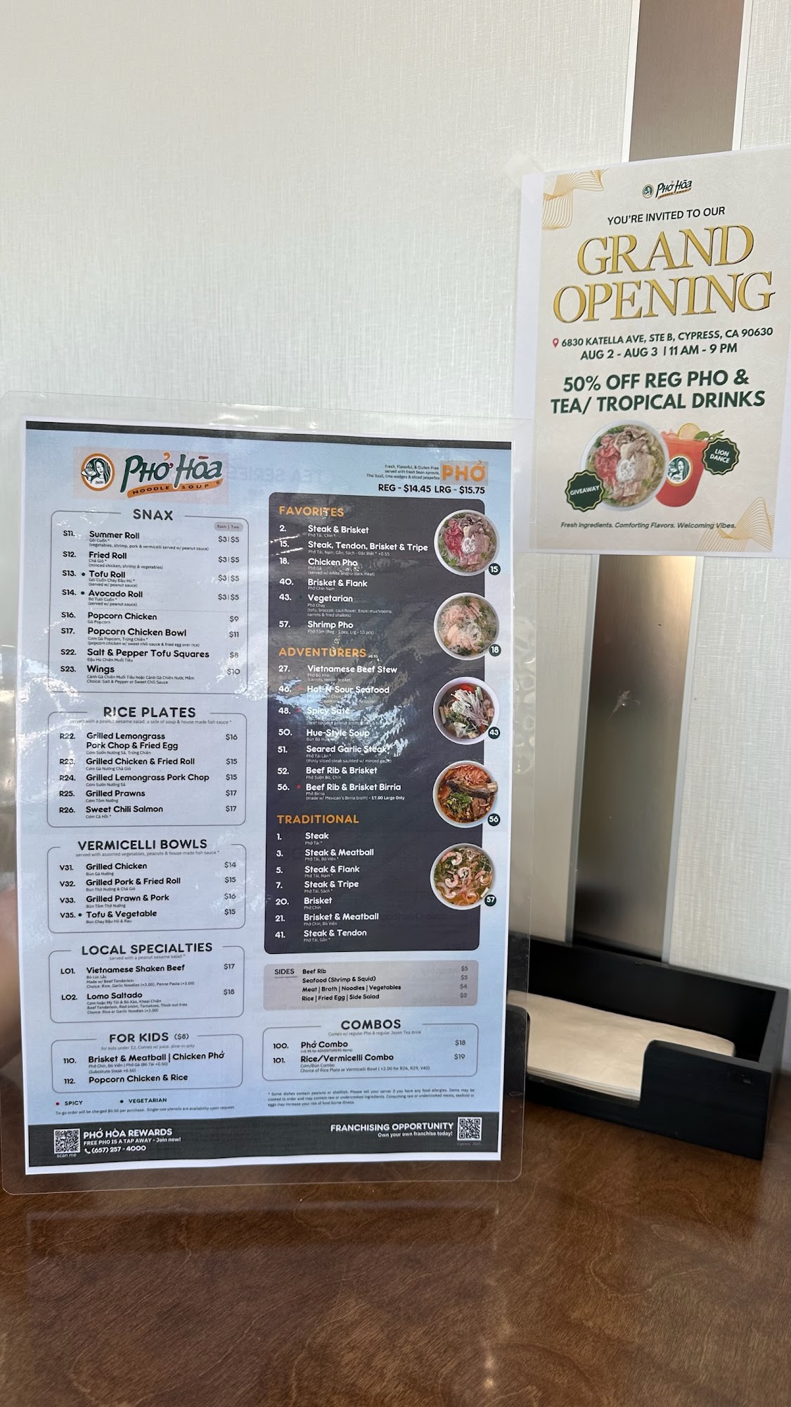 Pho Hoa - Cypress Menu