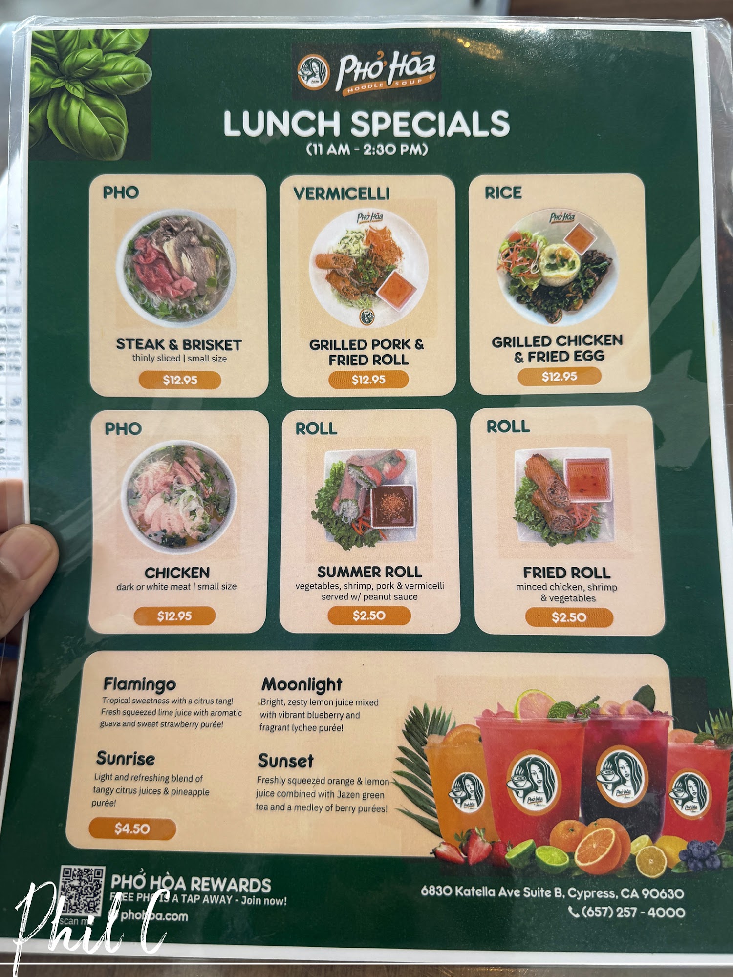 Pho Hoa - Cypress Menu