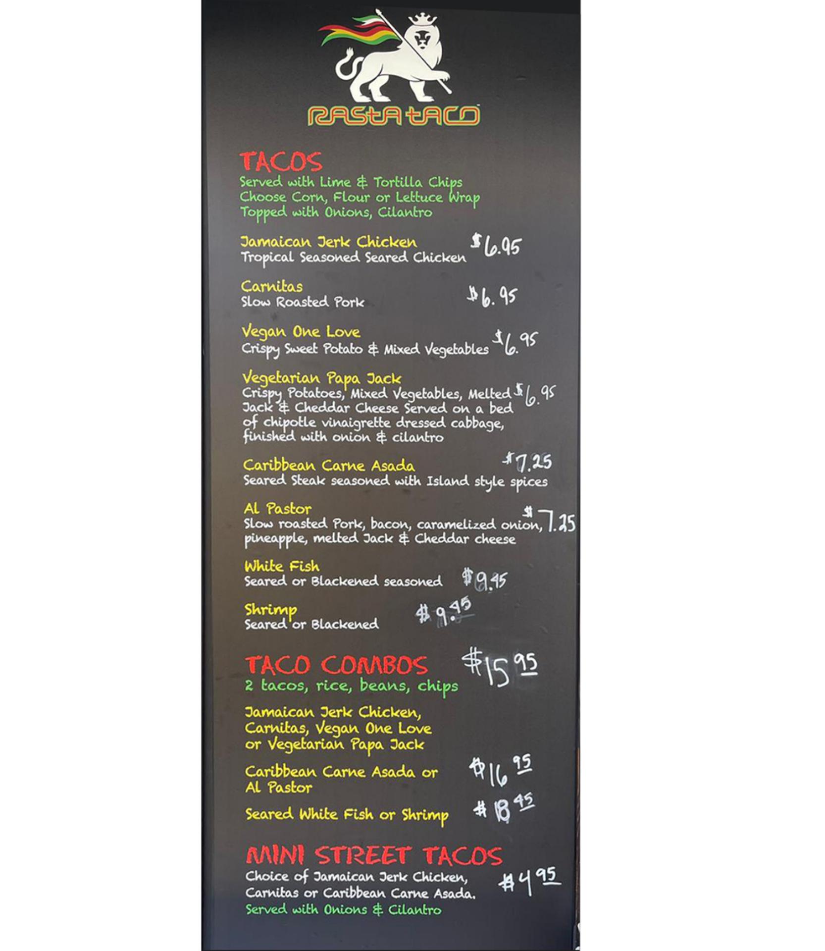 Rasta Taco Catering Menu