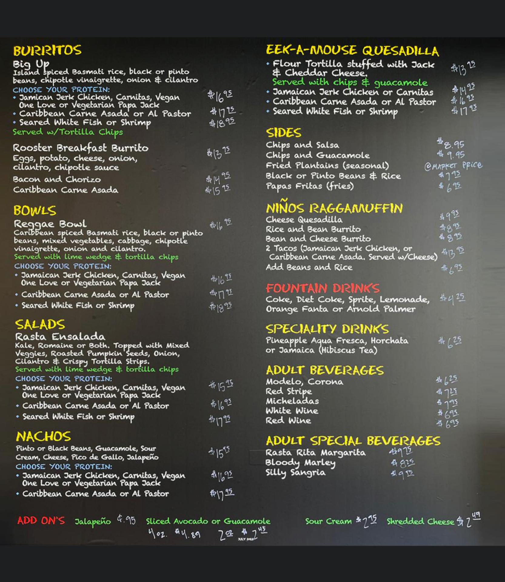 Rasta Taco Catering Menu