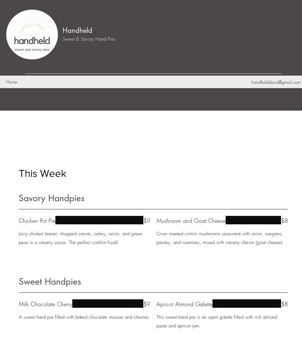 Handheld Sweet and Savory Pies Menu