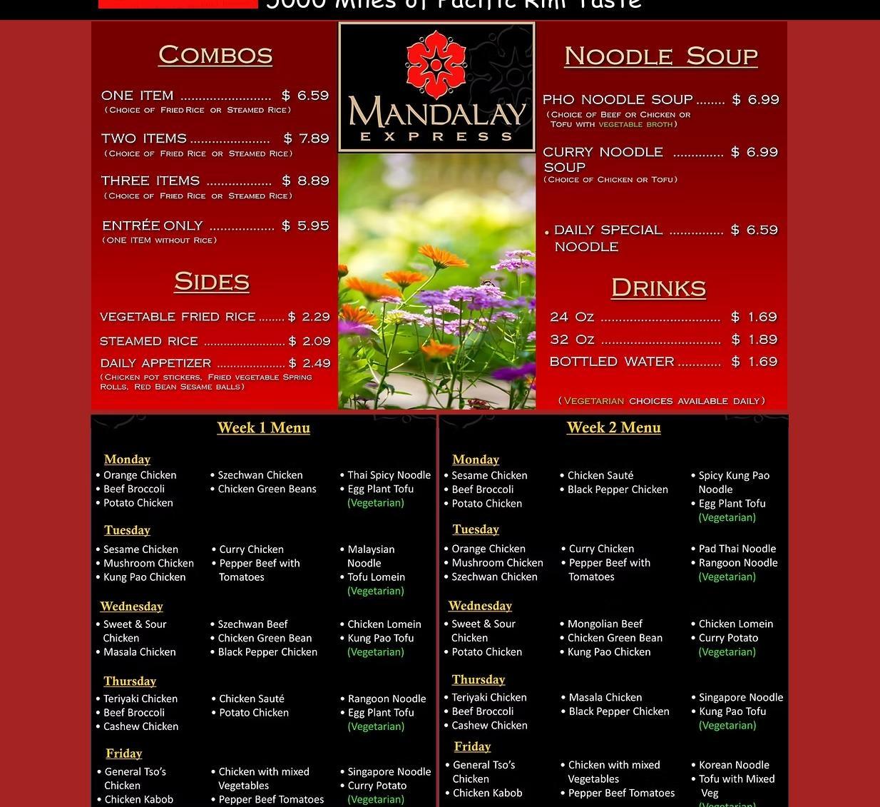 Mandalay Express Menu
