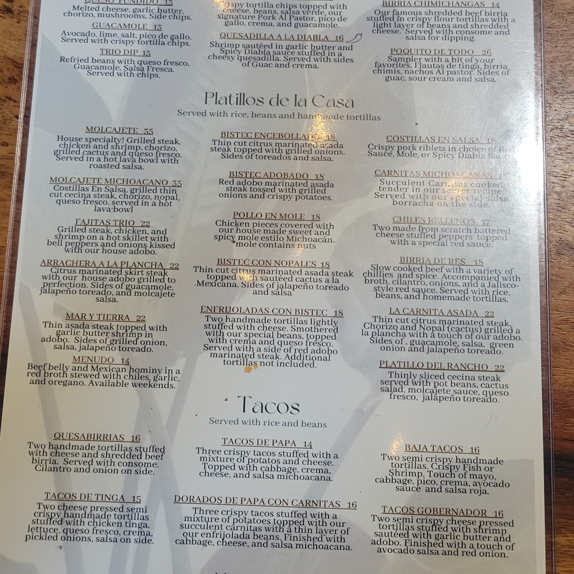 El Puesto Sabores de Mexico Menu