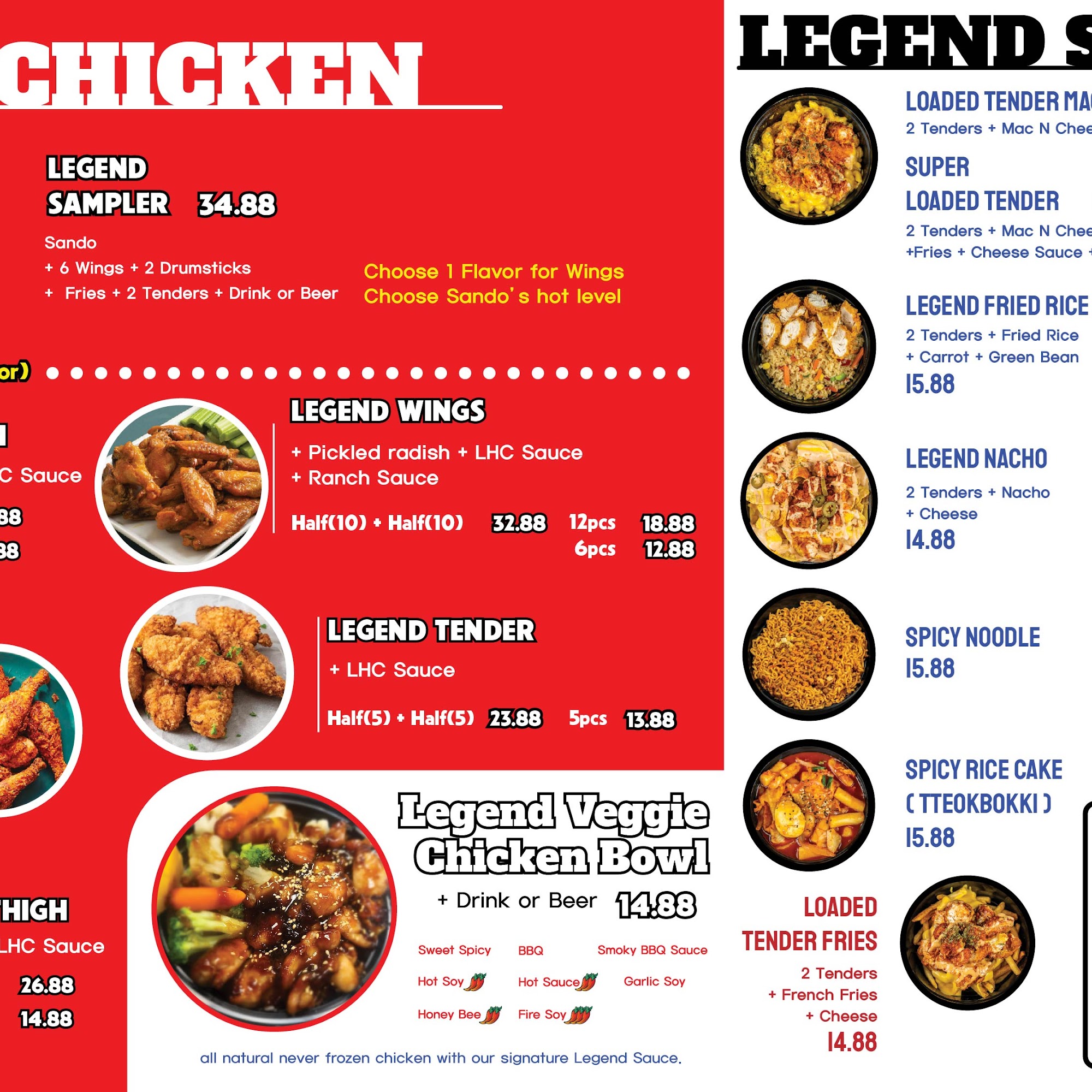 LEGEND HOT CHICKEN Menu