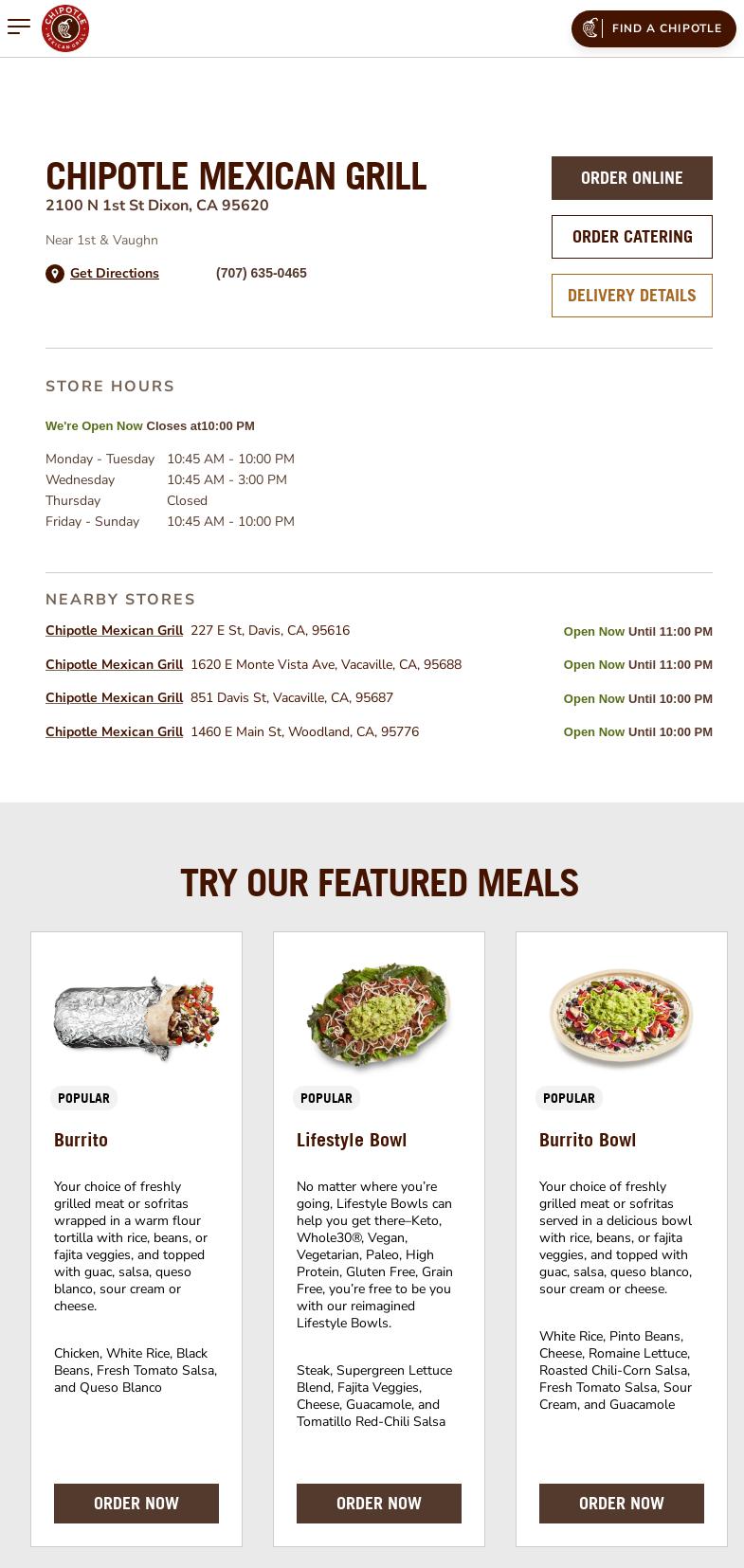 Chipotle Mexican Grill Menu