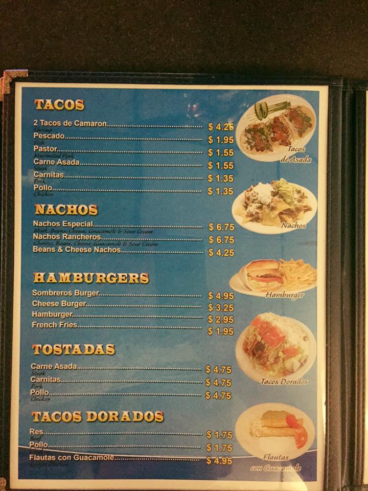 Los Sombreros Restaurant Menu