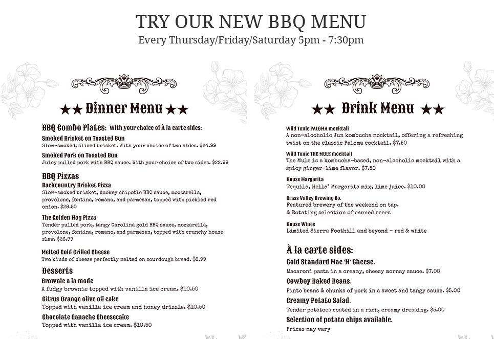 Boomtown Lounge & Backyard Menu