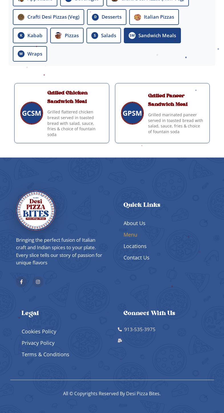 Desi Pizza Bites Menu