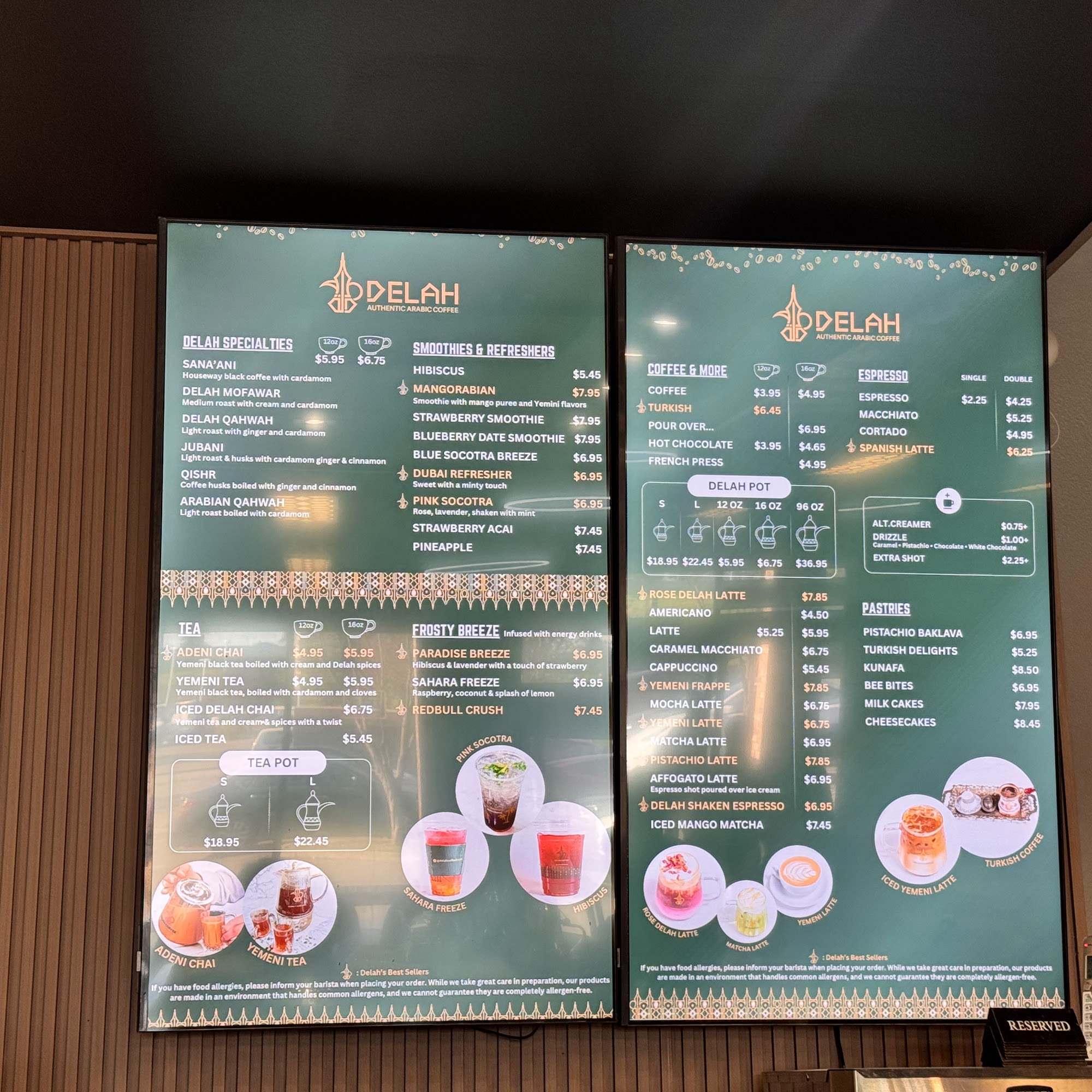 Delah Coffee Menu