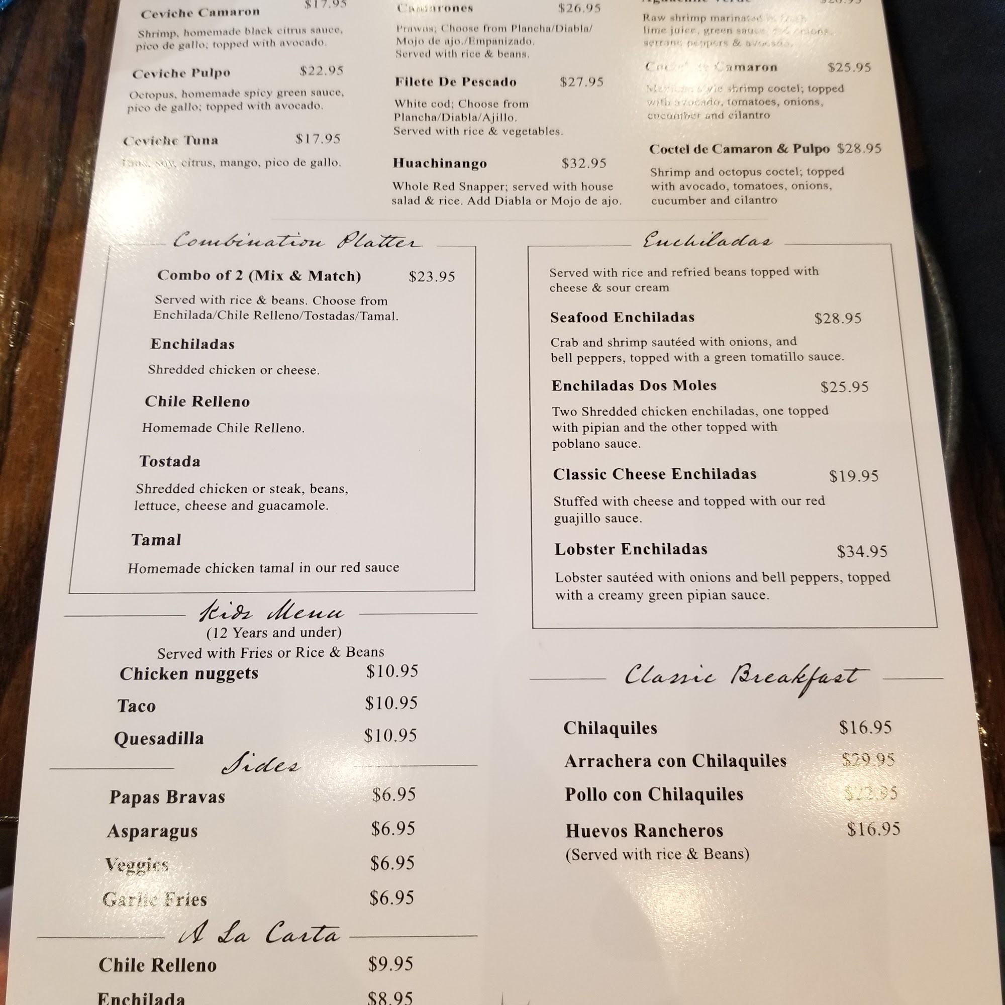 Tequila Bar & Grill Menu