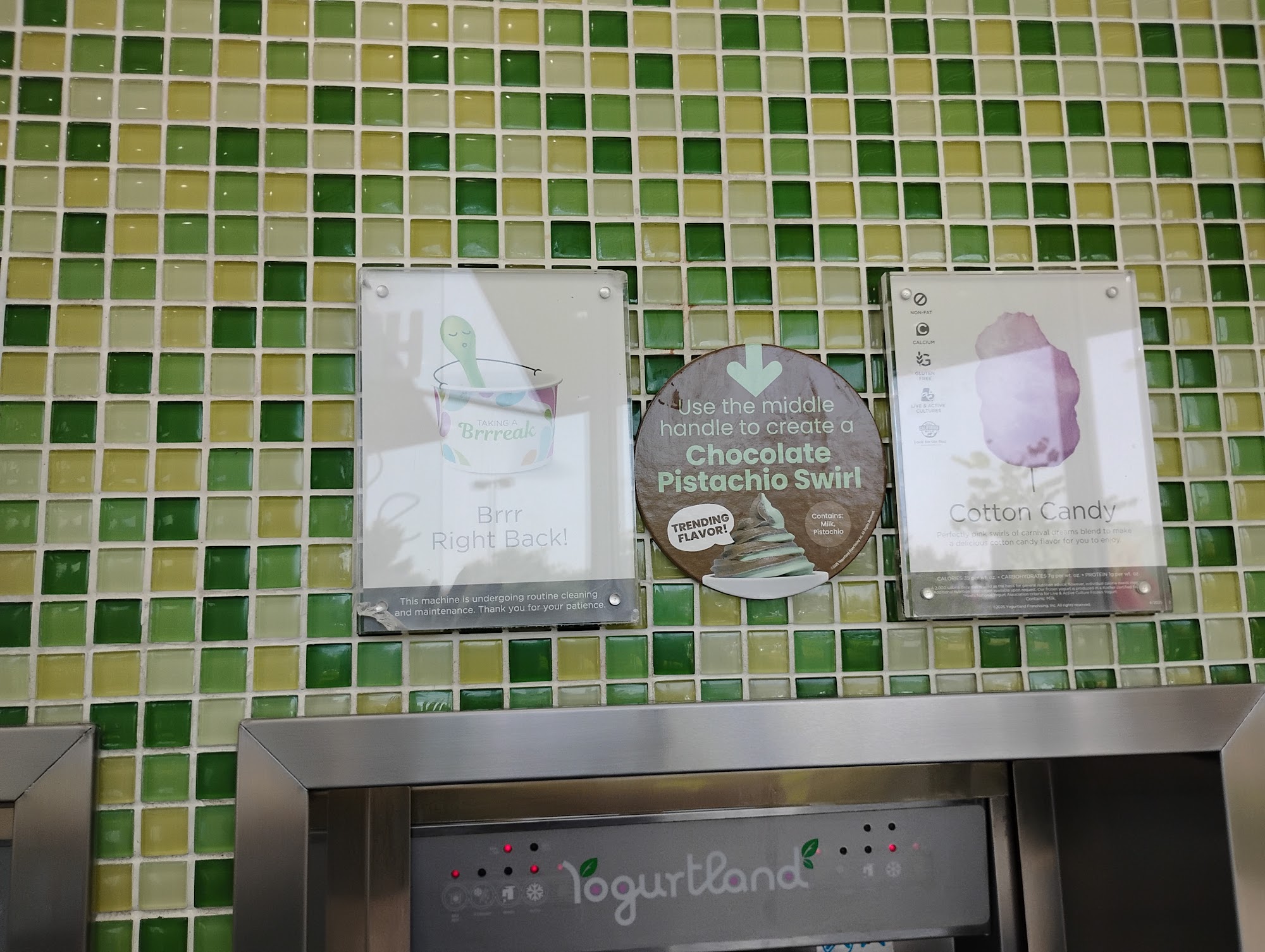 Yogurtland Menu