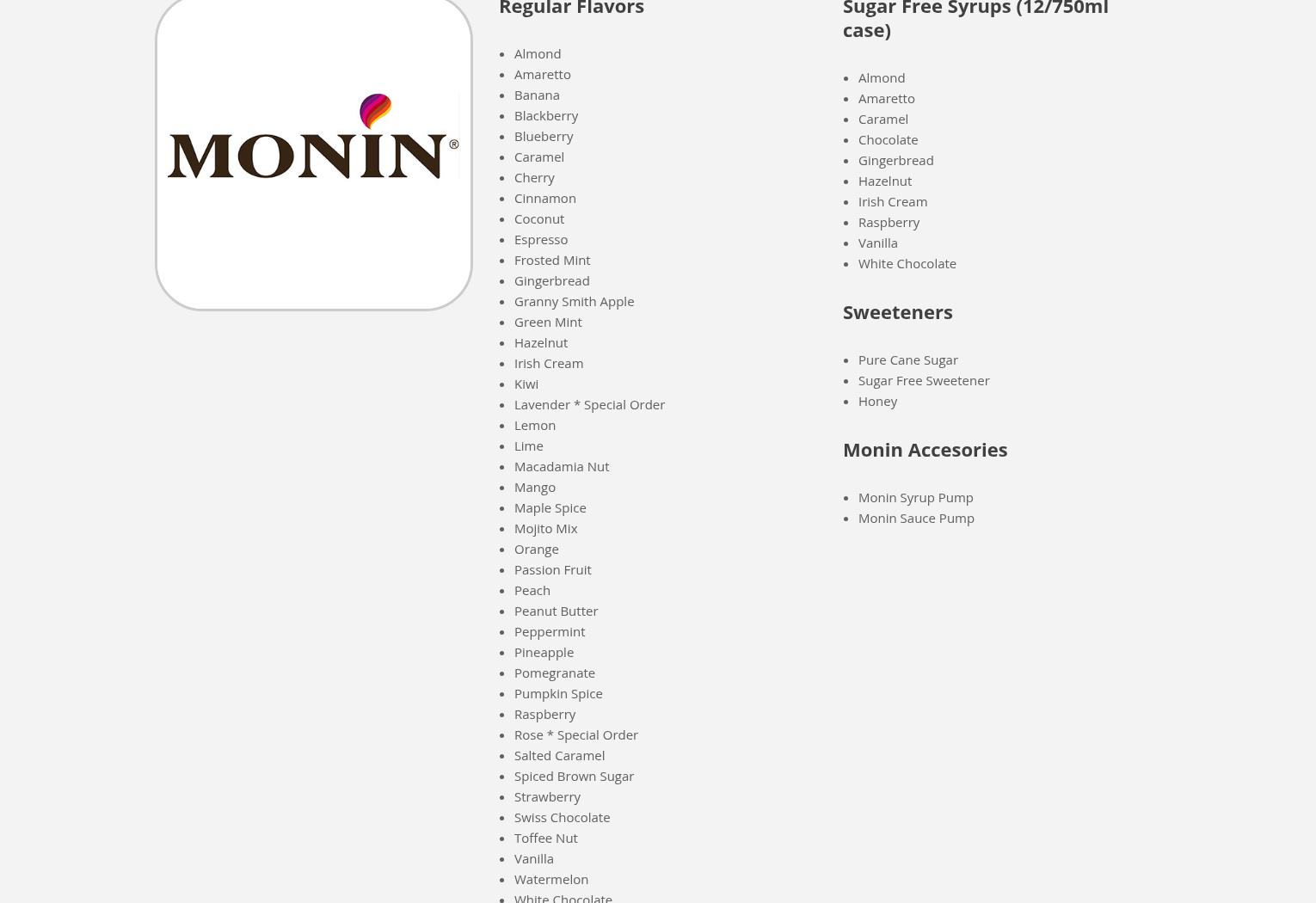 Daymar Select Fine Coffees Menu