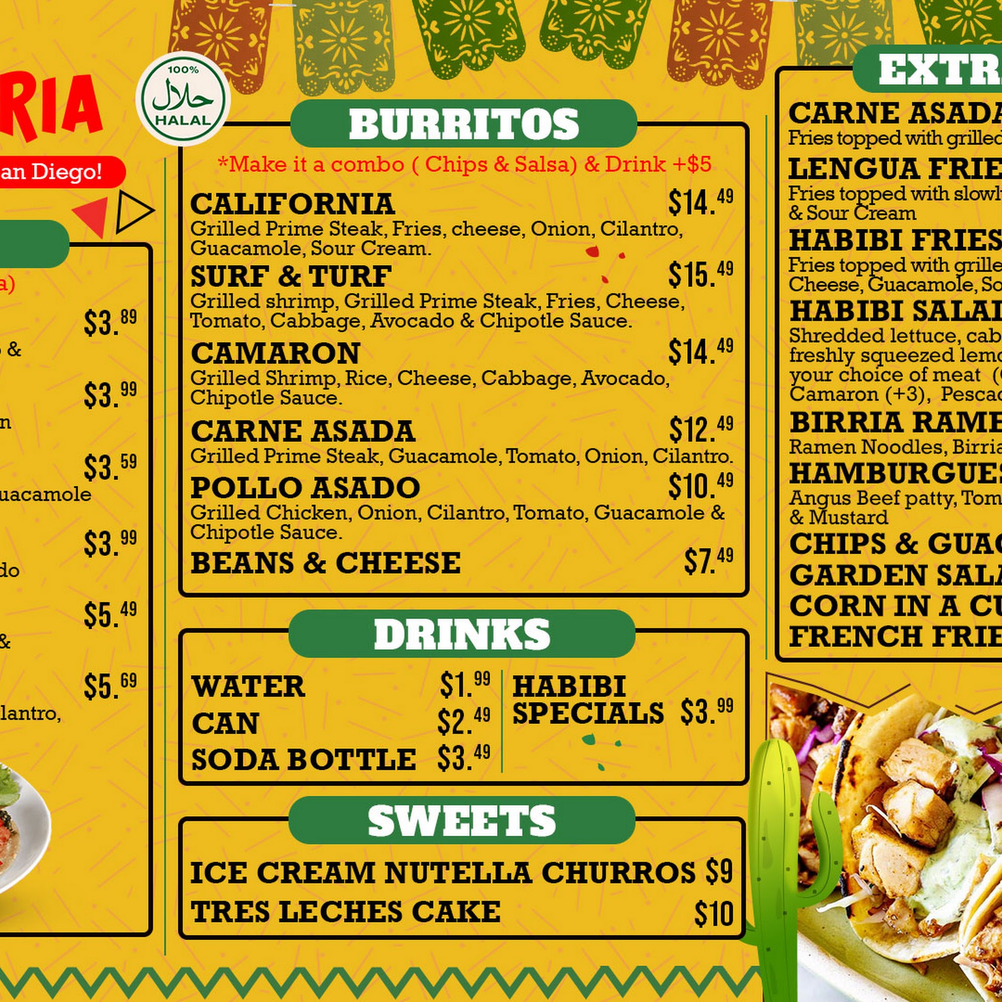 Habibi Taqueria Menu