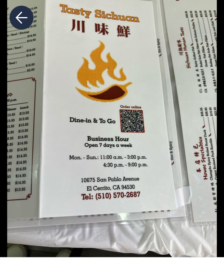Tasty Sichuan Menu