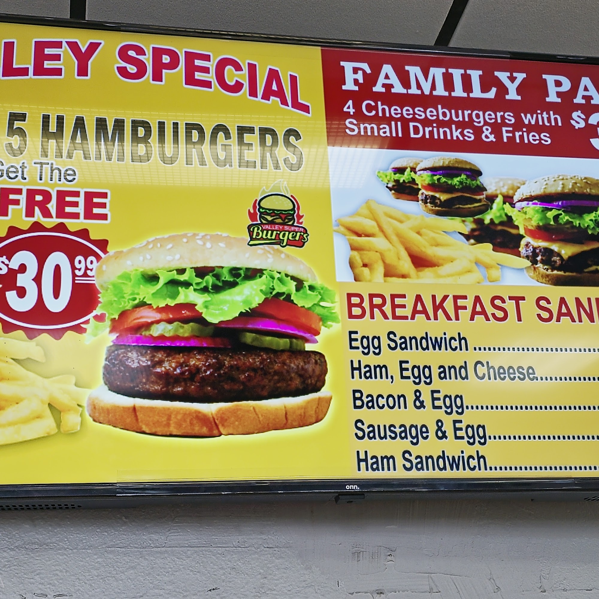 Valley súper burgers Menu