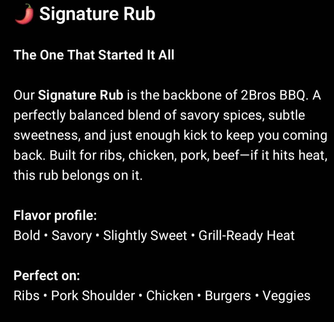 2 Bros Barbecue Menu